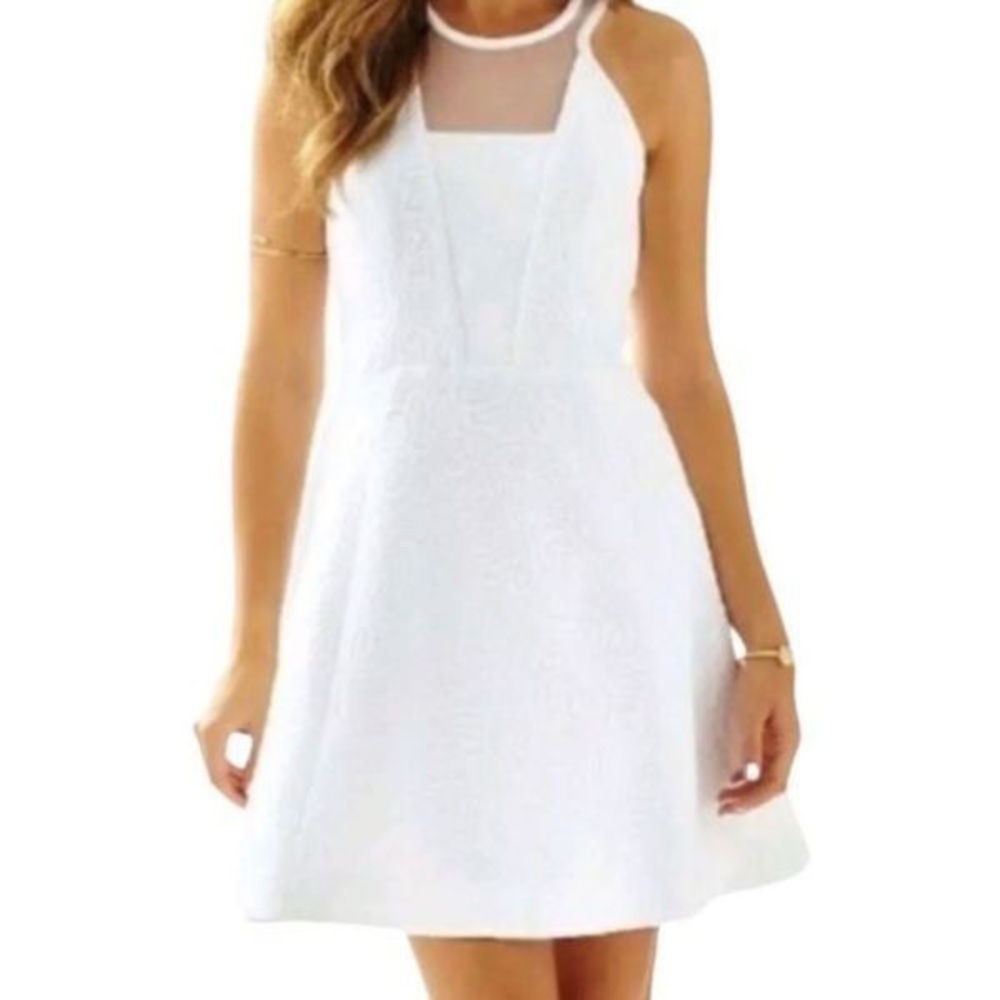 Lily Pulitzer Elsie Resort White Floral Pique Jacquard Party Dress